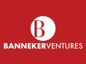 A red background with the word banneker venture in white.