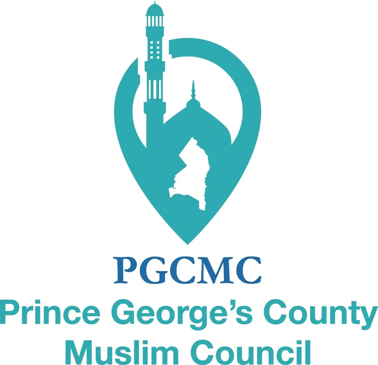 A blue and white logo of the prince george 's county muslim council.